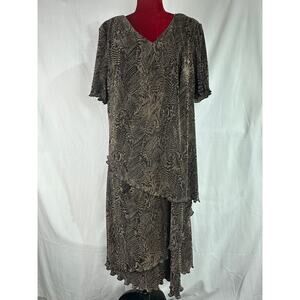 Anna Maxwell Tiered Party Dress womens size 1xl XL Gold Black